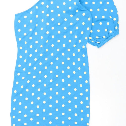 Zara Women's Blue Polka Dot Dress, Size 12