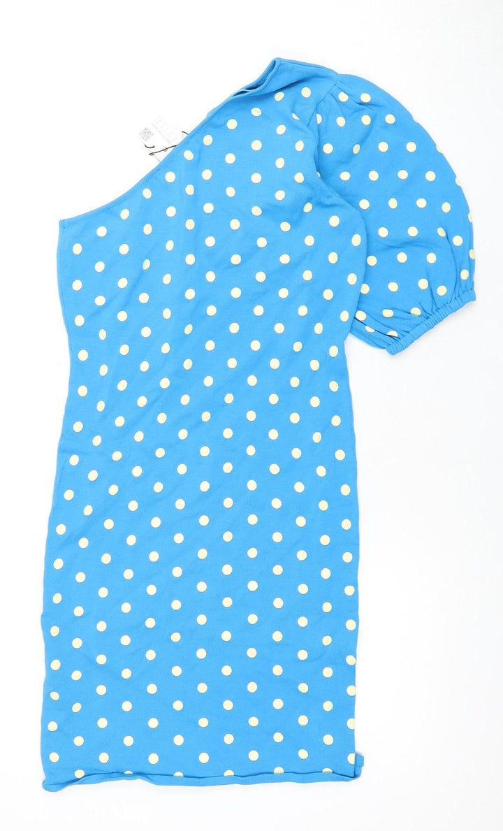 Zara Women's Blue Polka Dot Dress, Size 12