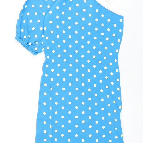 Zara Women's Blue Polka Dot Dress, Size 12