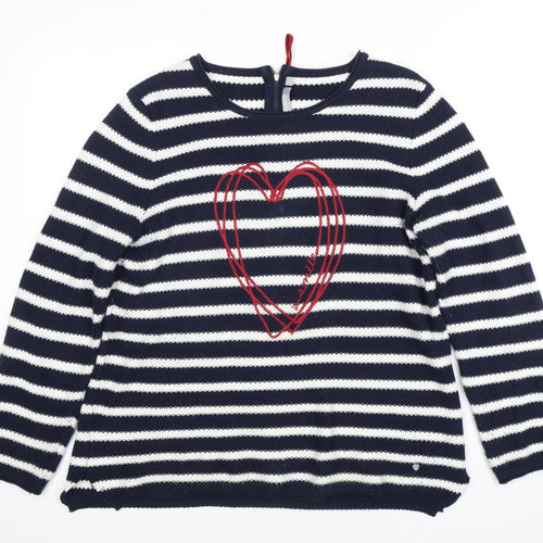 RABE Women's Blue Striped Pullover Jumper, Size 14