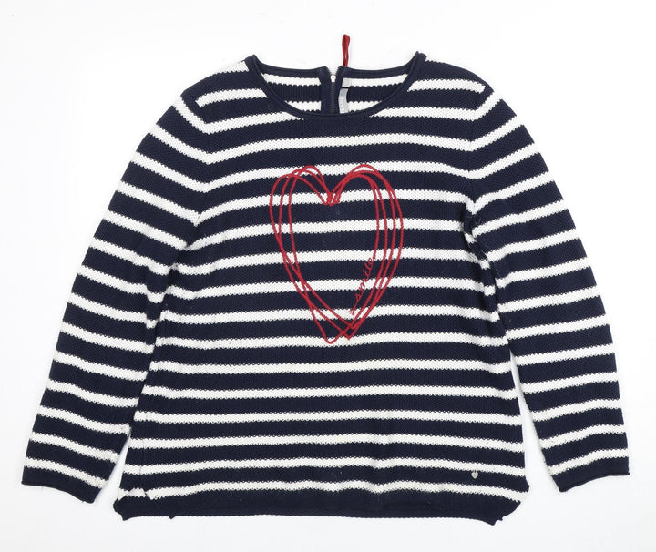 RABE Women's Blue Striped Pullover Jumper, Size 14