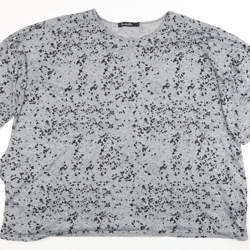 Simply Be Women's Grey Animal Print T-Shirt Size 22