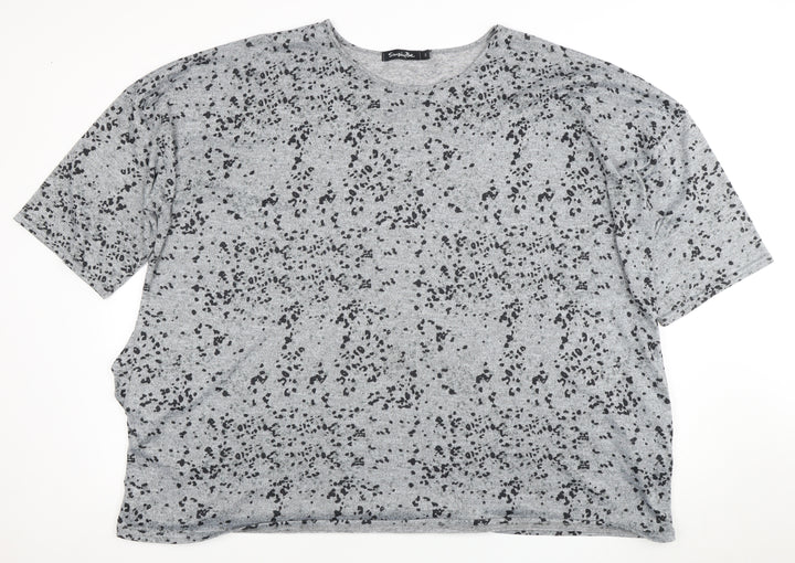 Simply Be Women's Grey Animal Print T-Shirt Size 22