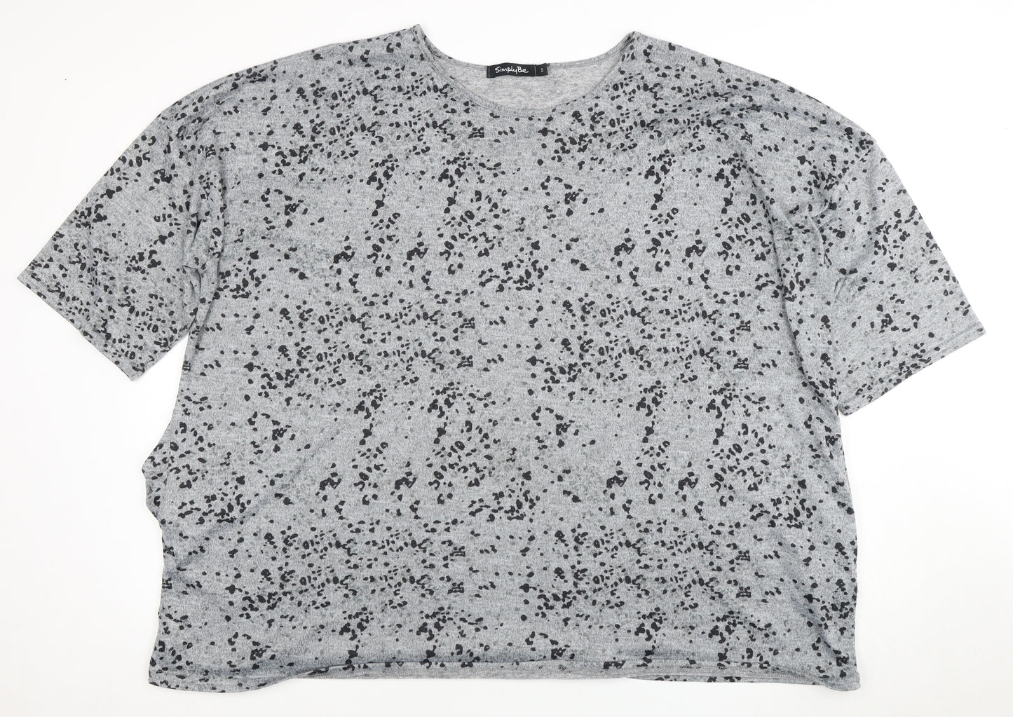 Simply Be Women's Grey Animal Print T-Shirt Size 22