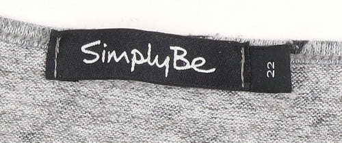 Simply Be Women's Grey Animal Print T-Shirt Size 22