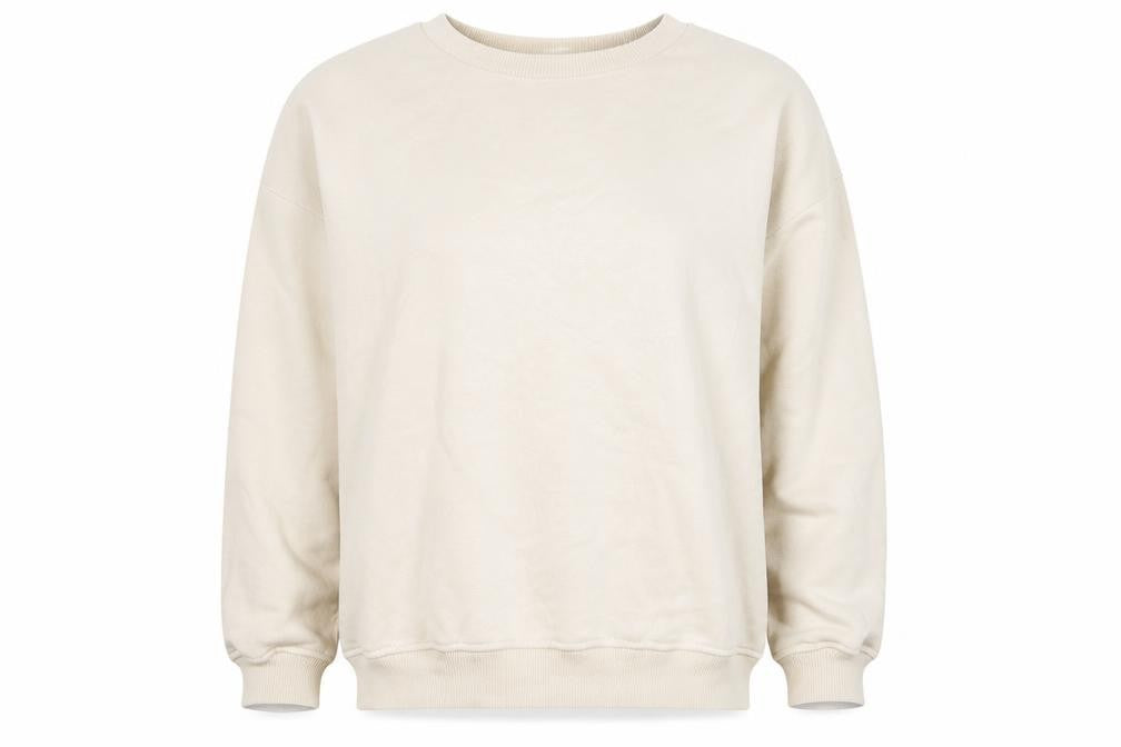 Front view of Lumiaka Women's Beige Pullover Sweatshirt, size L