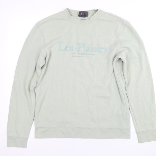 H&M Men's Green Crew Neck Pullover, Size S