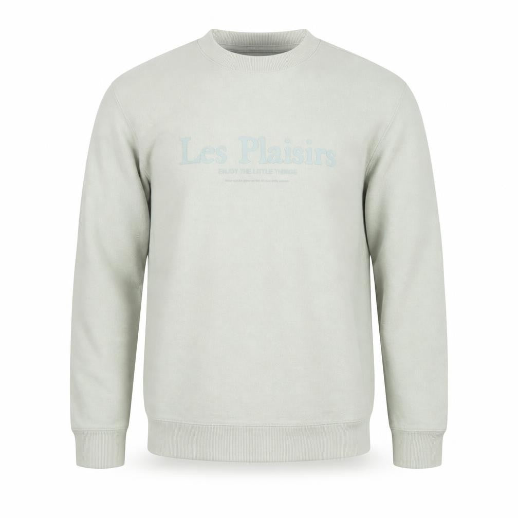 Front view of H&M Men's Green Crew Neck Pullover, size S