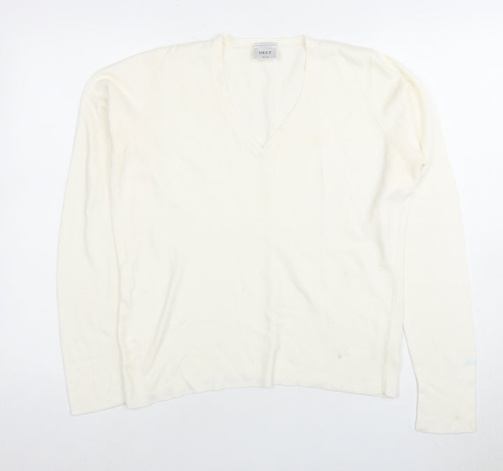 Next Women’s Ivory V-Neck Knit Jumper Size 14
