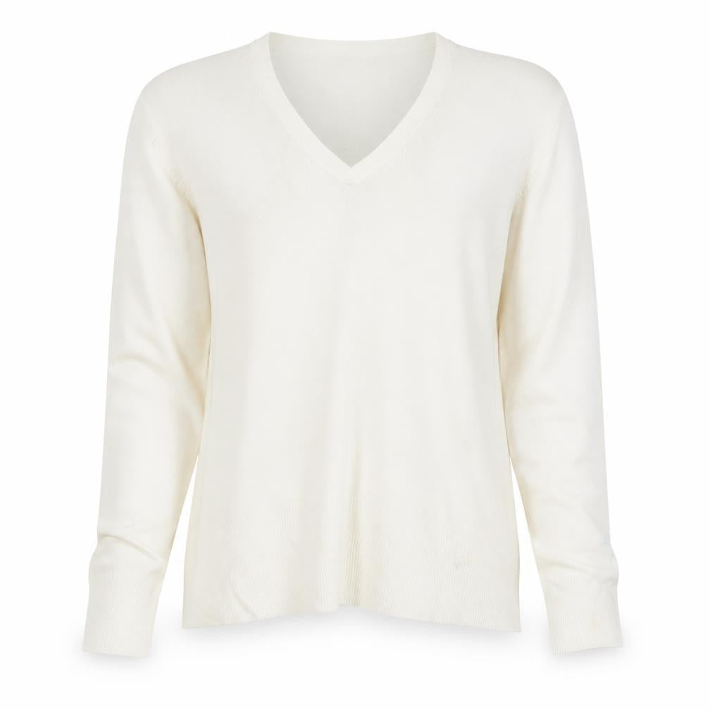 Front view of Next Women’s Ivory V-Neck Knit Jumper, size UK 14