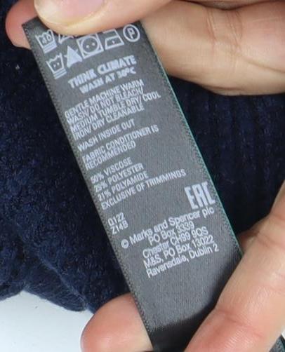 Marks and Spencer Women's Blue L Cable-Knit Cardigan