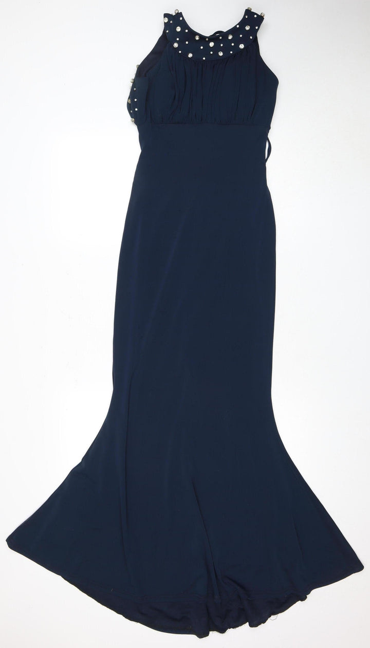 Pia Michi Women's Blue Long Formal Dress