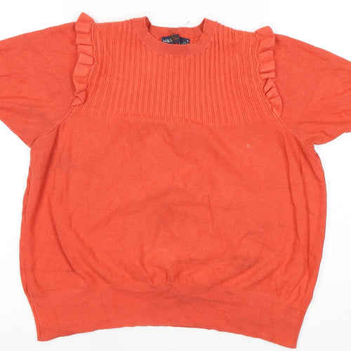 Marks and Spencer Women's Orange Ruffle Blouse