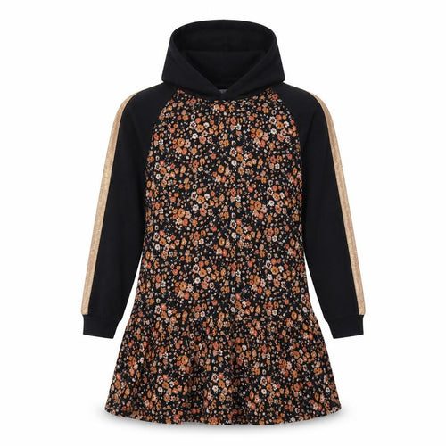 Next Girls Black Floral Hooded Dress, 13 Years, Casual Wear