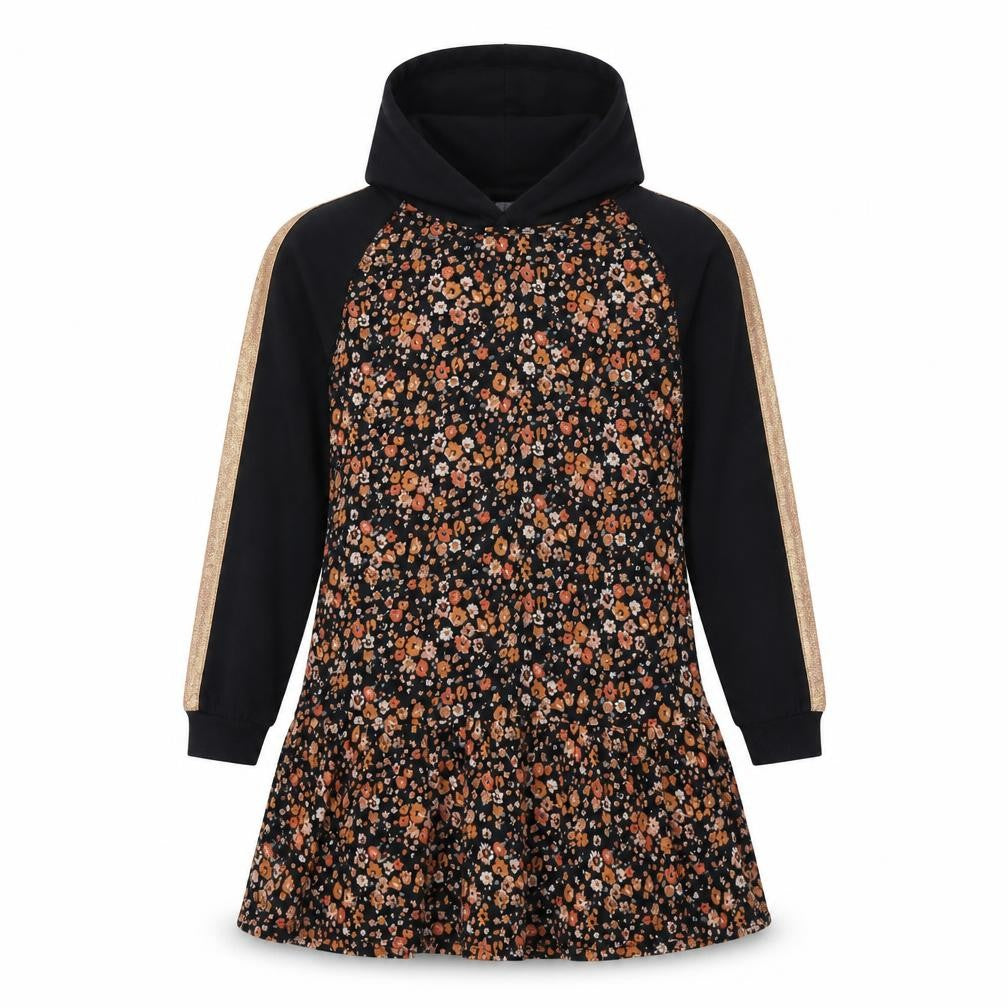 Next Girls Black Floral Hooded Dress, 13 Years, Casual Wear
