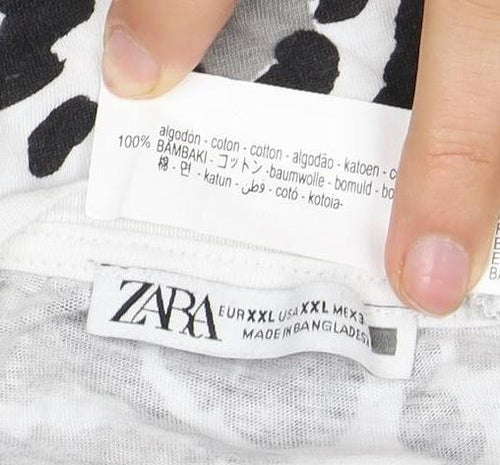 ZARA Women's Black Animal Print T-Shirt - Size 2XL