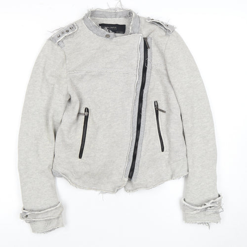 Zara Basic Women's Grey Biker Jacket, Size 2, Zipped