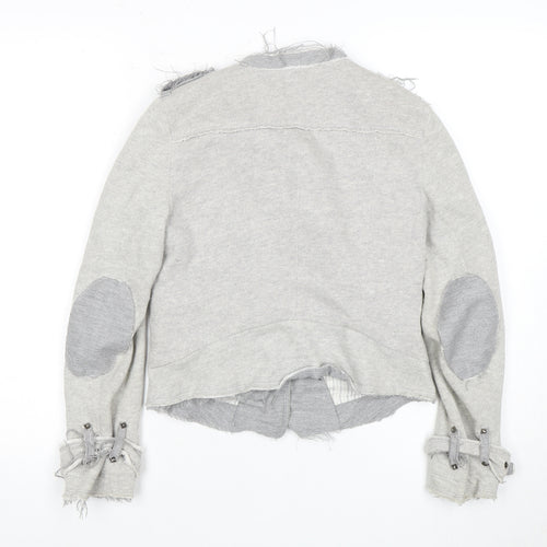 Zara Basic Women's Grey Biker Jacket, Size 2, Zipped