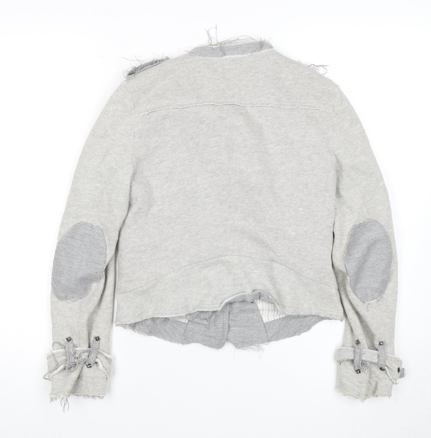 Zara Basic Women's Grey Biker Jacket, Size 2, Zipped