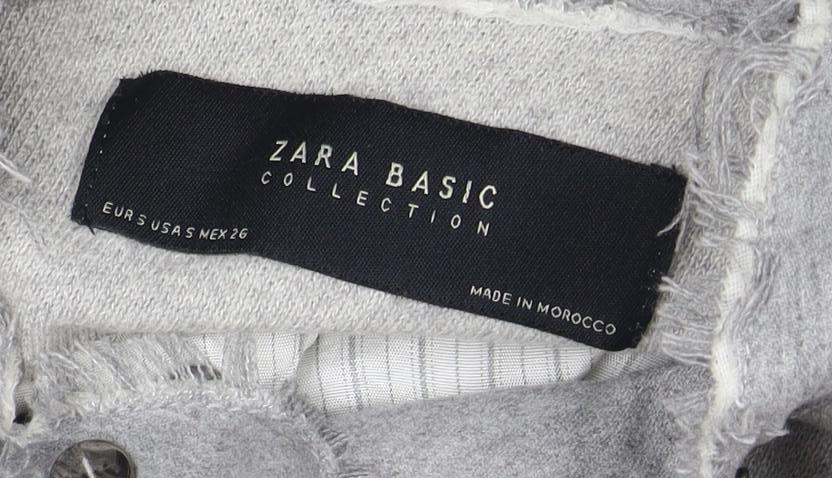 Zara Basic Women's Grey Biker Jacket, Size 2, Zipped