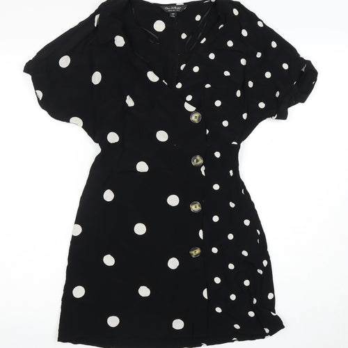 Oasis Women's Black Polka Dot Wrap Dress Size 6