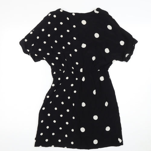 Oasis Women's Black Polka Dot Wrap Dress Size 6