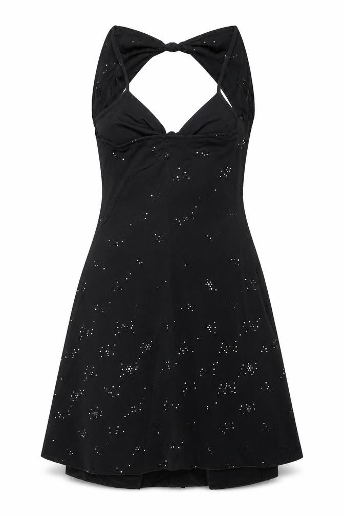 Front view of AX Paris Black Women's Halter Cocktail Dress, size 2