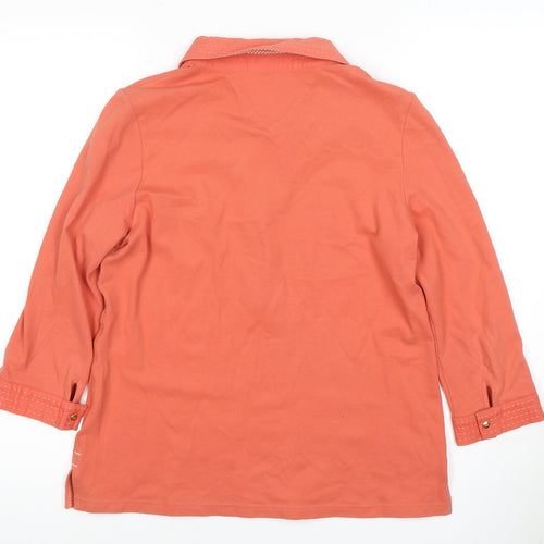 Viyella Women's Orange Collared 3/4 Sleeve Top M