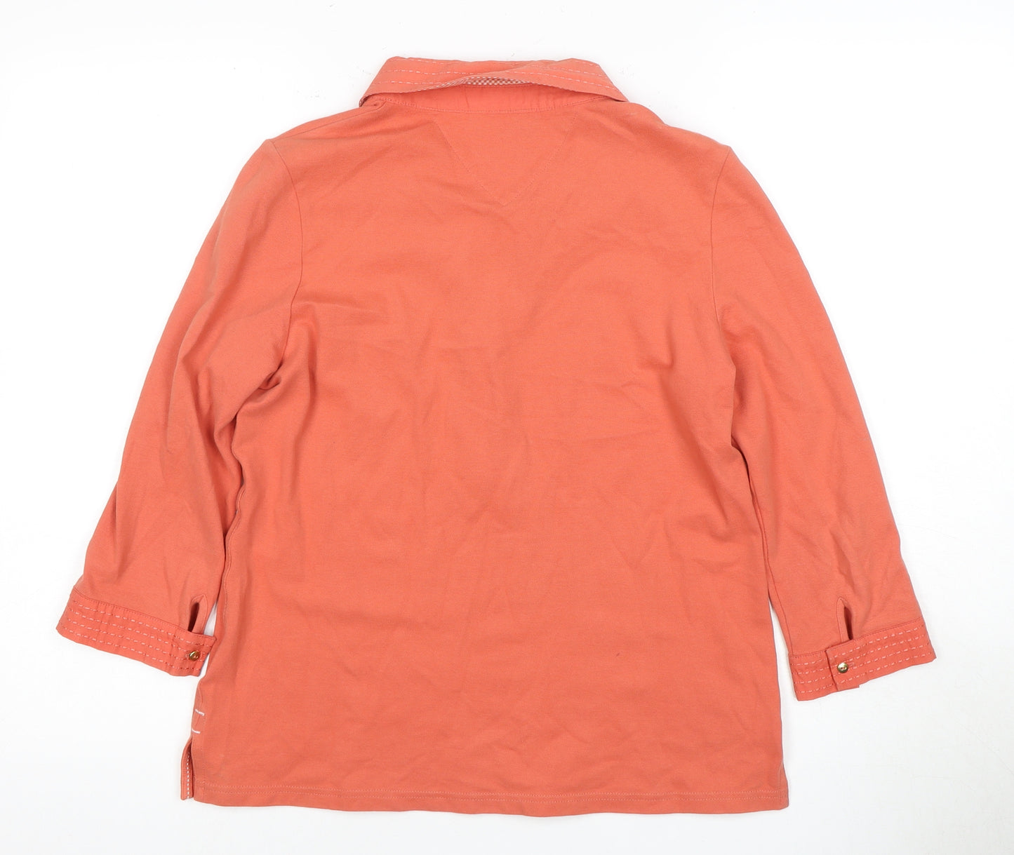 Viyella Women's Orange Collared 3/4 Sleeve Top M