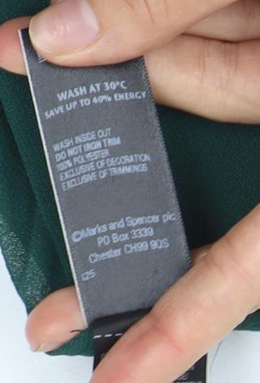 Marks and Spencer Green Embroidered Top, Size 14, Short Sleeve