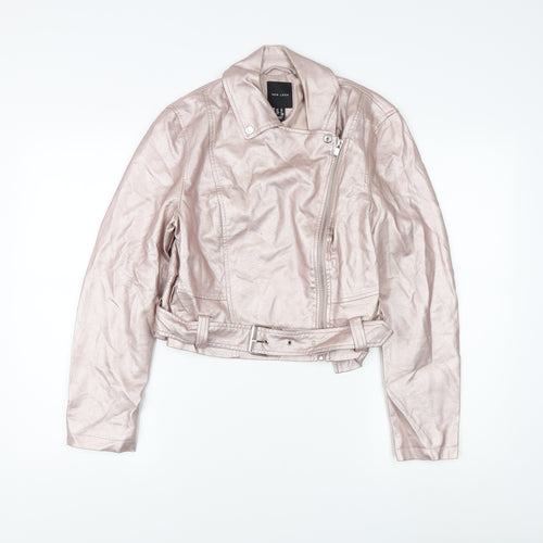 New Look Women's Pink Cropped Motorcycle Jacket UK 12
