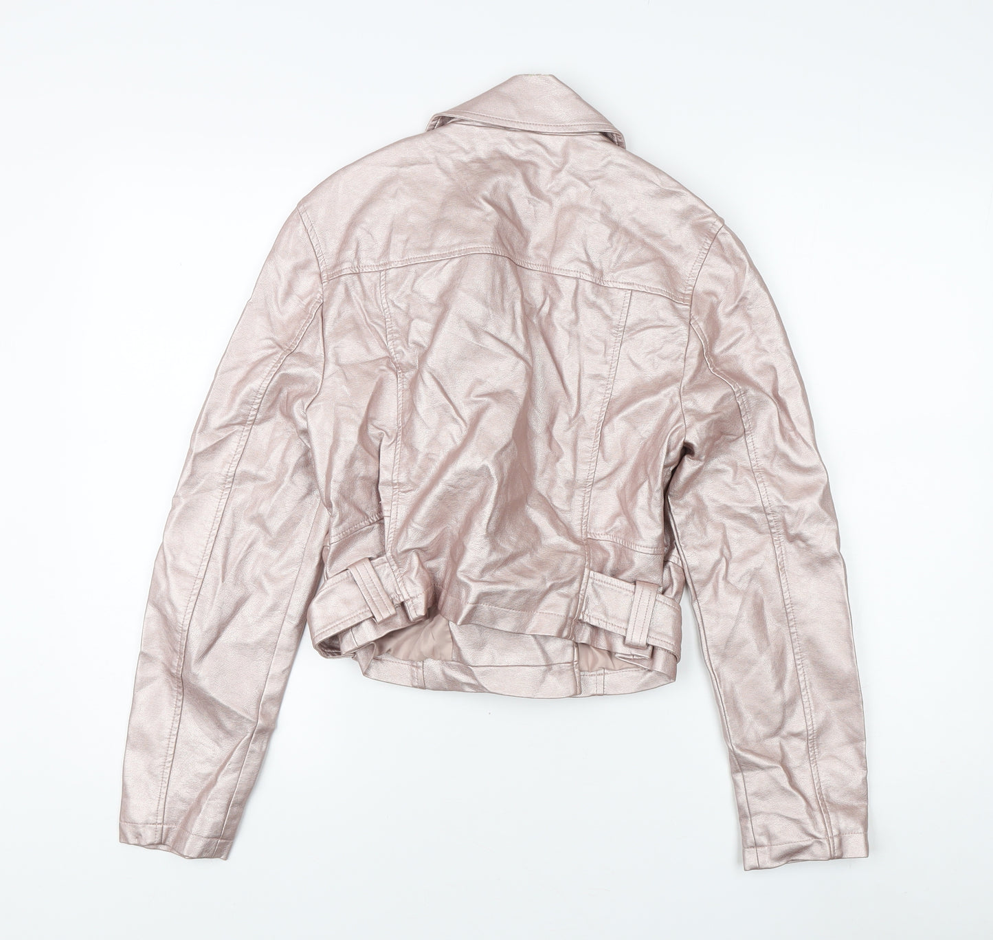 New Look Women's Pink Cropped Motorcycle Jacket UK 12