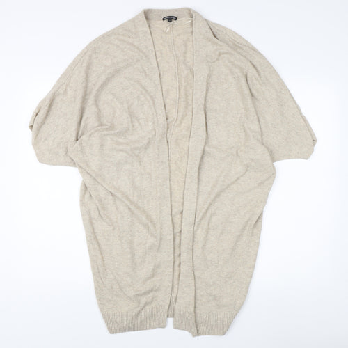Warehouse Beige Open Front Cardigan Cape Women L Knit, Autumn Winter