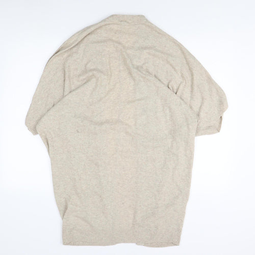 Warehouse Beige Open Front Cardigan Cape Women L Knit, Autumn Winter