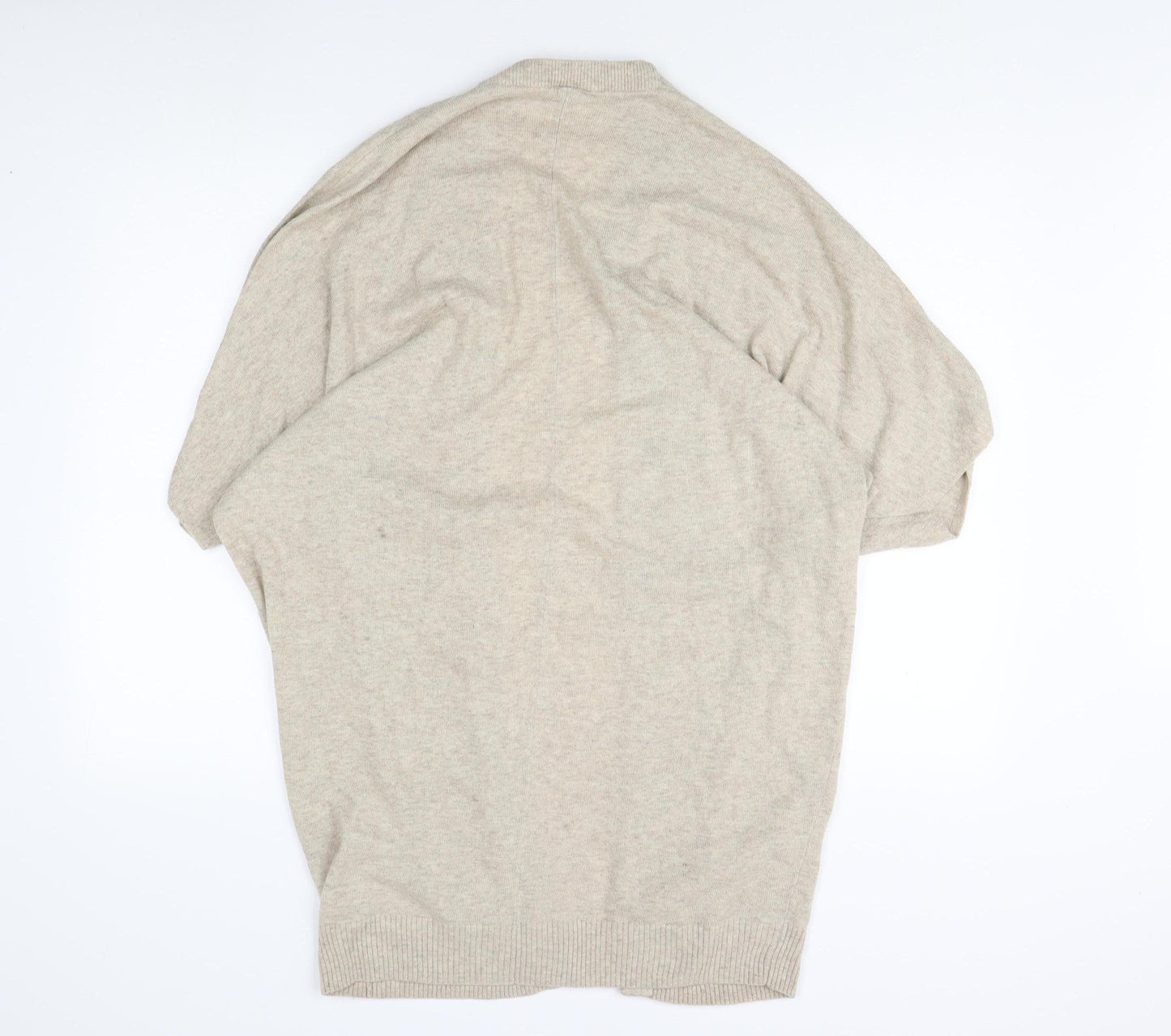Warehouse Beige Open Front Cardigan Cape Women L Knit, Autumn Winter