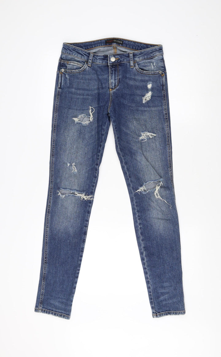 Guess Women's Blue Skinny Distressed Jeans Size 10