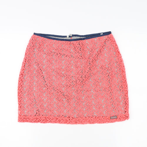 SuperDry Women's Pink Lace Pencil Skirt - Size S