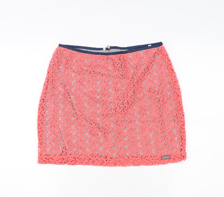 SuperDry Women's Pink Lace Pencil Skirt - Size S