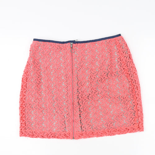 SuperDry Women's Pink Lace Pencil Skirt - Size S