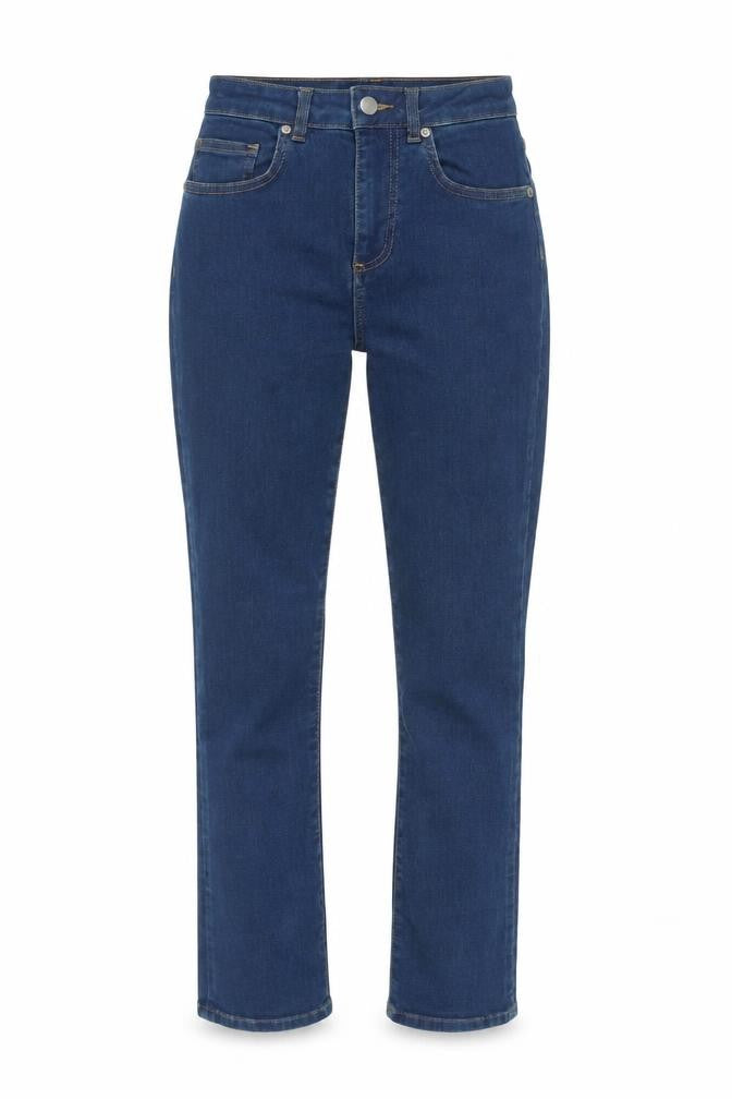 Front view of Karen Millen Women's Blue Straight Slim Jeans, size 6