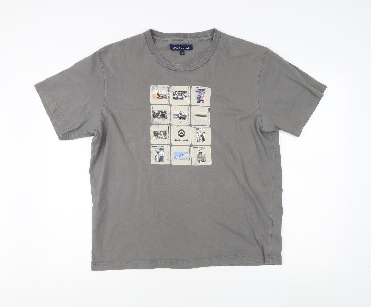 Ben Sherman Men's Grey Cotton Retro Graphic T-shirt Size XL