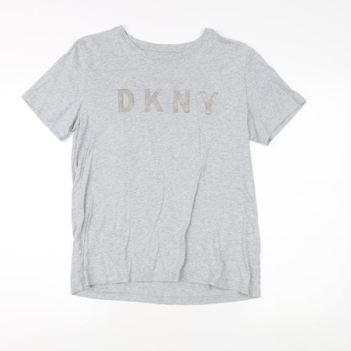 DKNY Women's Grey Basic T-Shirt, M, Casual Style