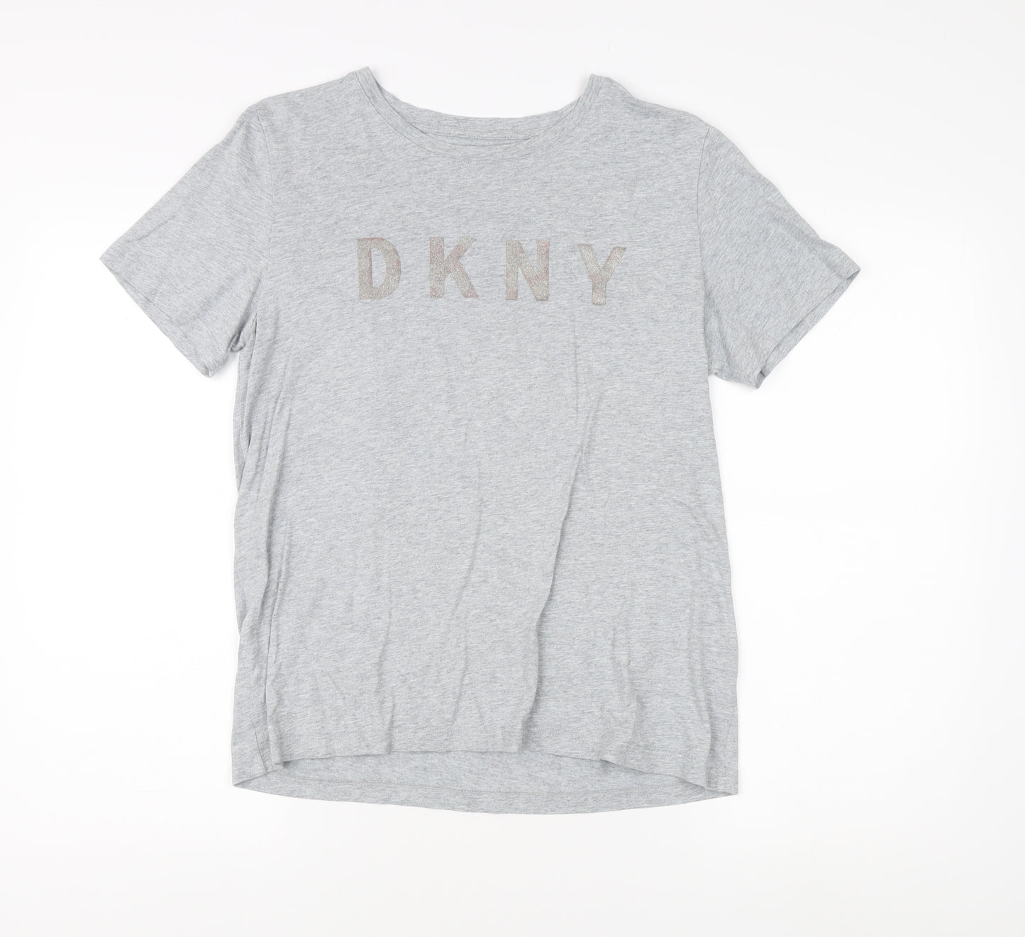 DKNY Women's Grey Basic T-Shirt, M, Casual Style