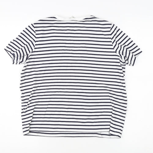 Jaeger Women's White Striped V-Neck T-Shirt