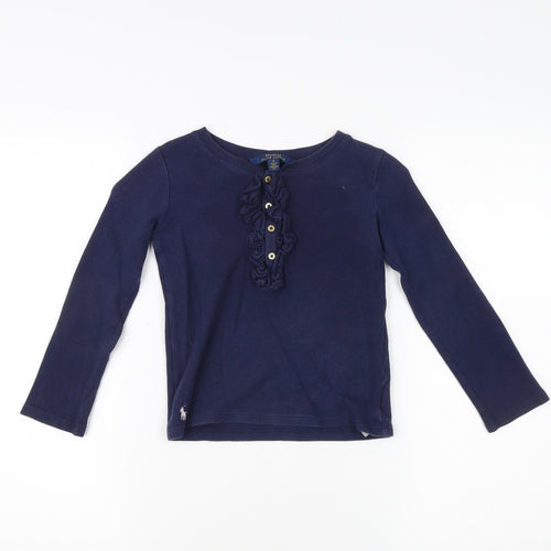 Polo Ralph Lauren Girls Blue Long Sleeve Pullover T-Shirt - 10 Years