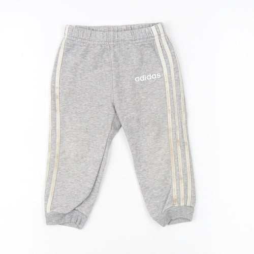 Adidas Unisex Grey Track Pants 9-12M - Baby Casual Activewear