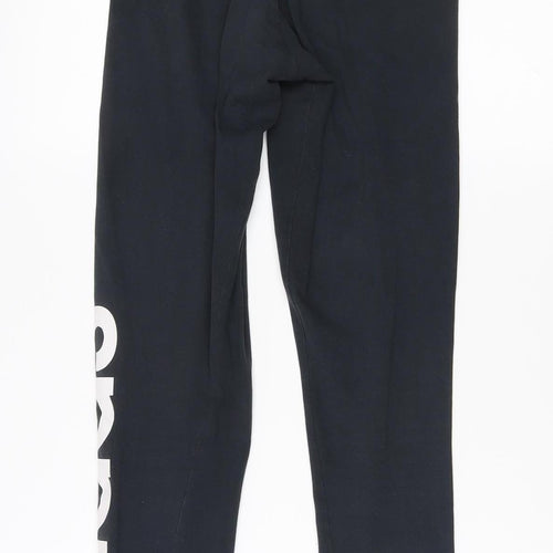 adidas Girls Black Ankle Leggings XS Elastic Waist