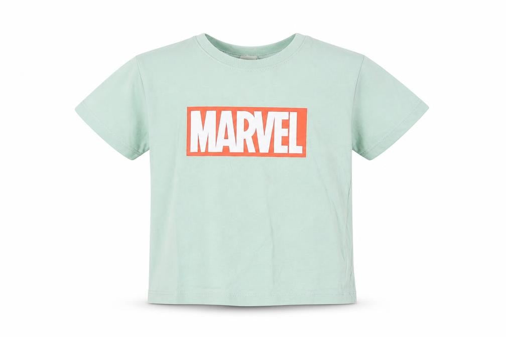 H&M Boys Green Marvel T-Shirt 2-3 Years Graphic Print Crew Neck