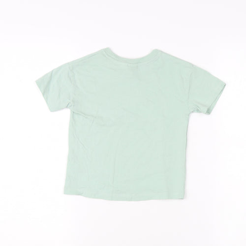 H&M Boys Green Marvel T-Shirt 2-3 Years Graphic Print Crew Neck