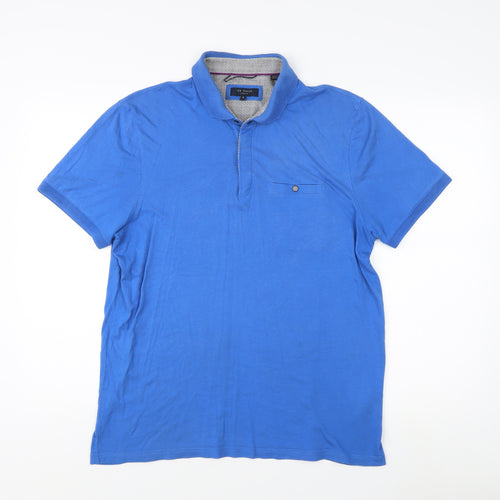 Ted Baker Men's Blue Polo Shirt Size 5 Short Sleeve Modal Cotton